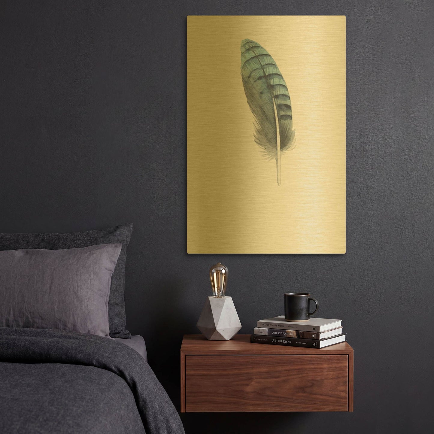 'Feather 2' By Incado Gold Metal Wall Art