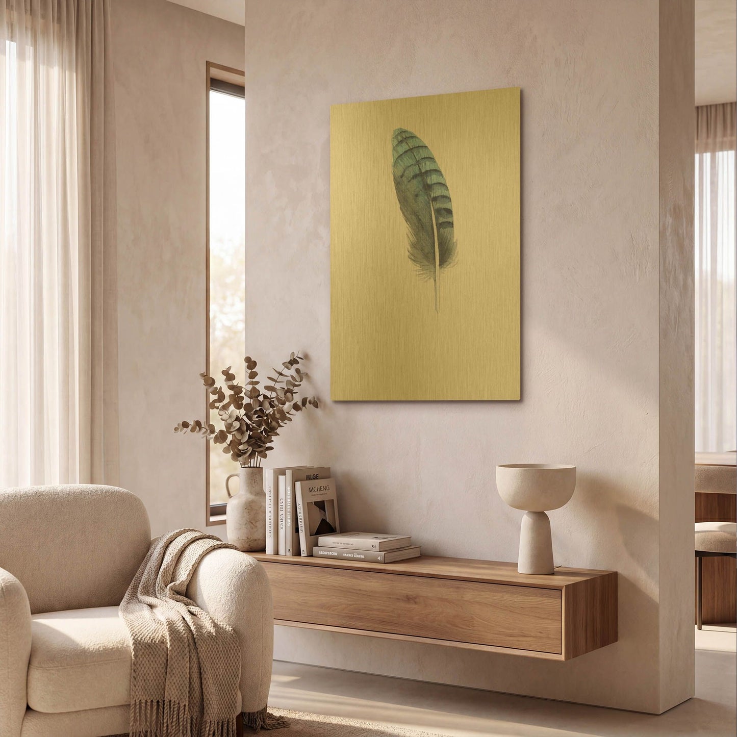 'Feather 2' By Incado Gold Metal Wall Art