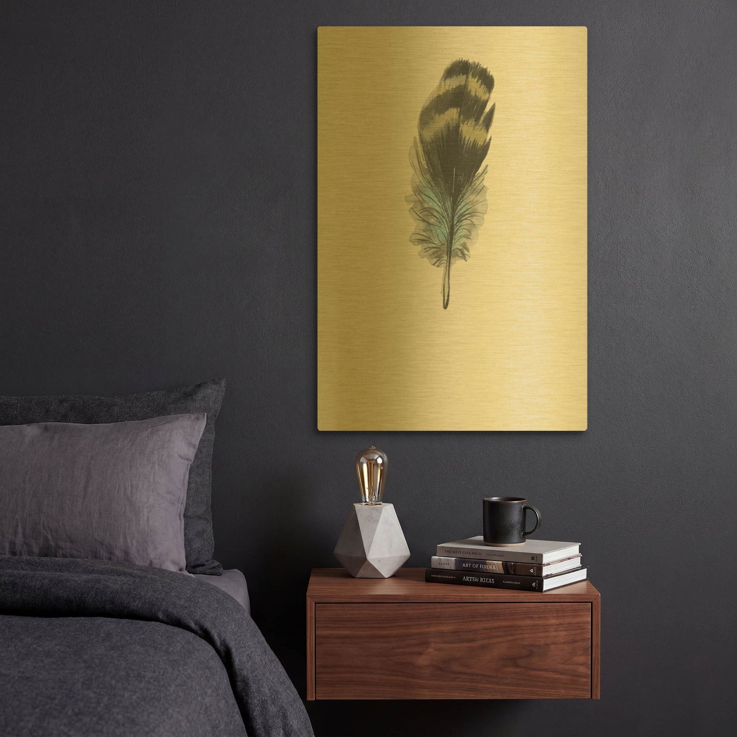 'Feather 3' By Incado Gold Metal Wall Art
