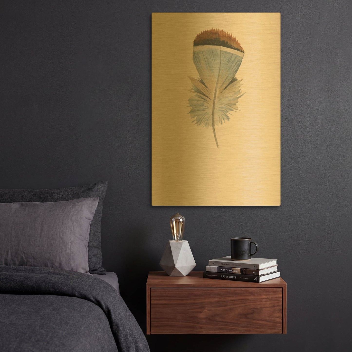 'Feather 4' By Incado Gold Metal Wall Art