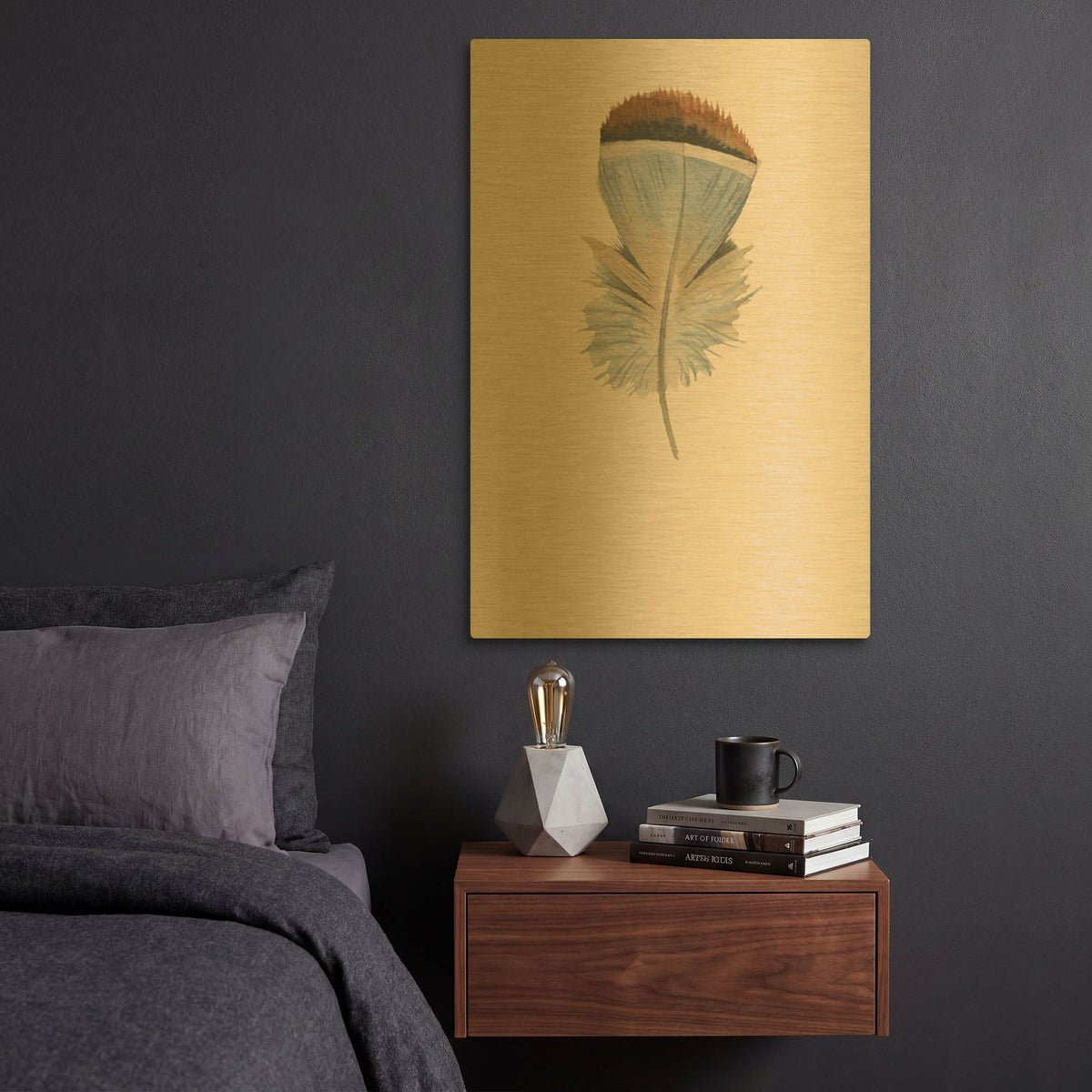 'Feather 4' By Incado Gold Metal Wall Art