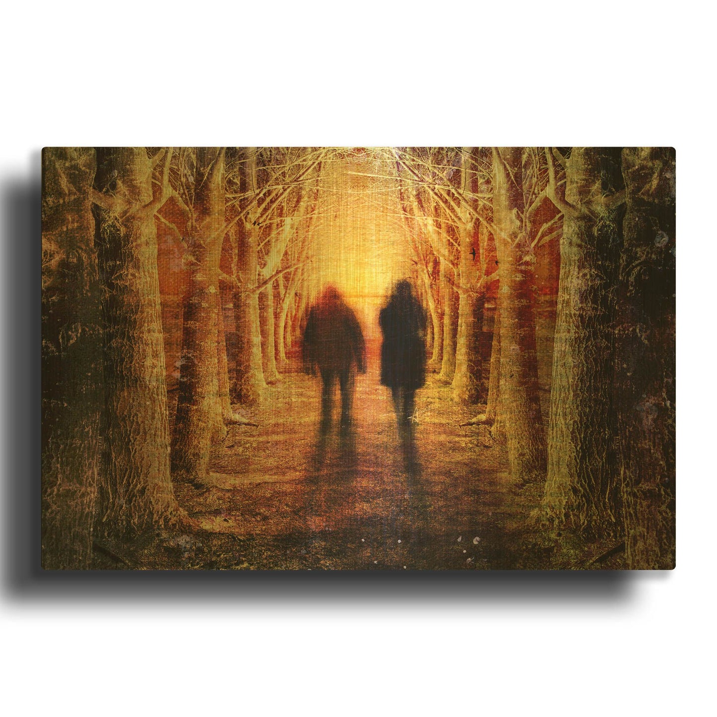 'Strangers' By Mario Sanchez Nevado Gold Metal Wall Art