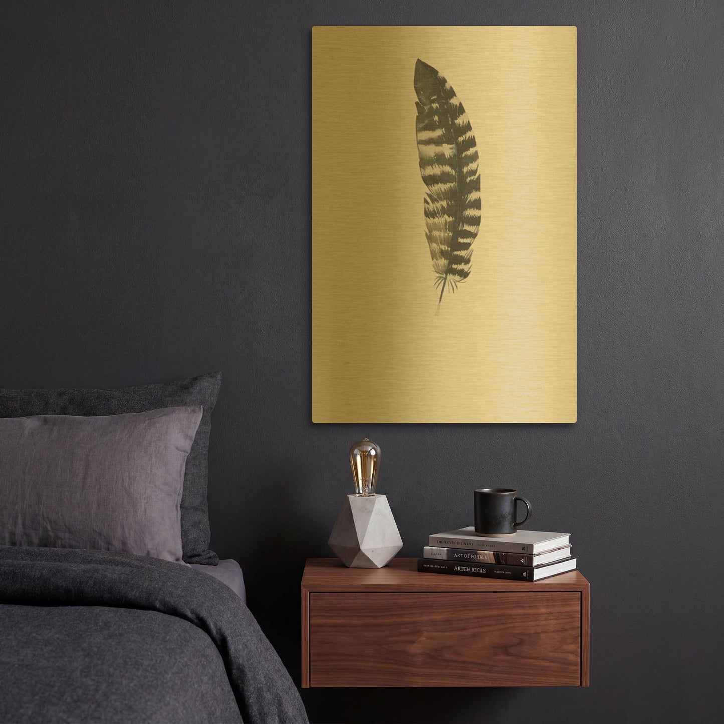 'Feather 5' By Incado Gold Metal Wall Art