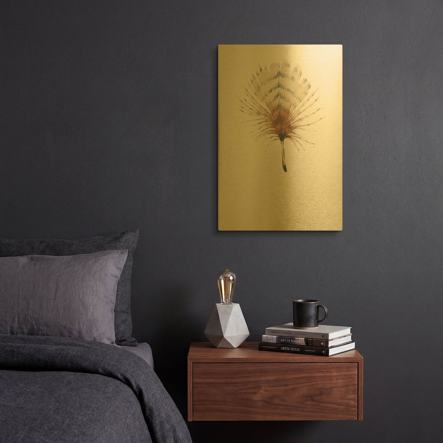 'Feather 6' By Incado Gold Metal Wall Art