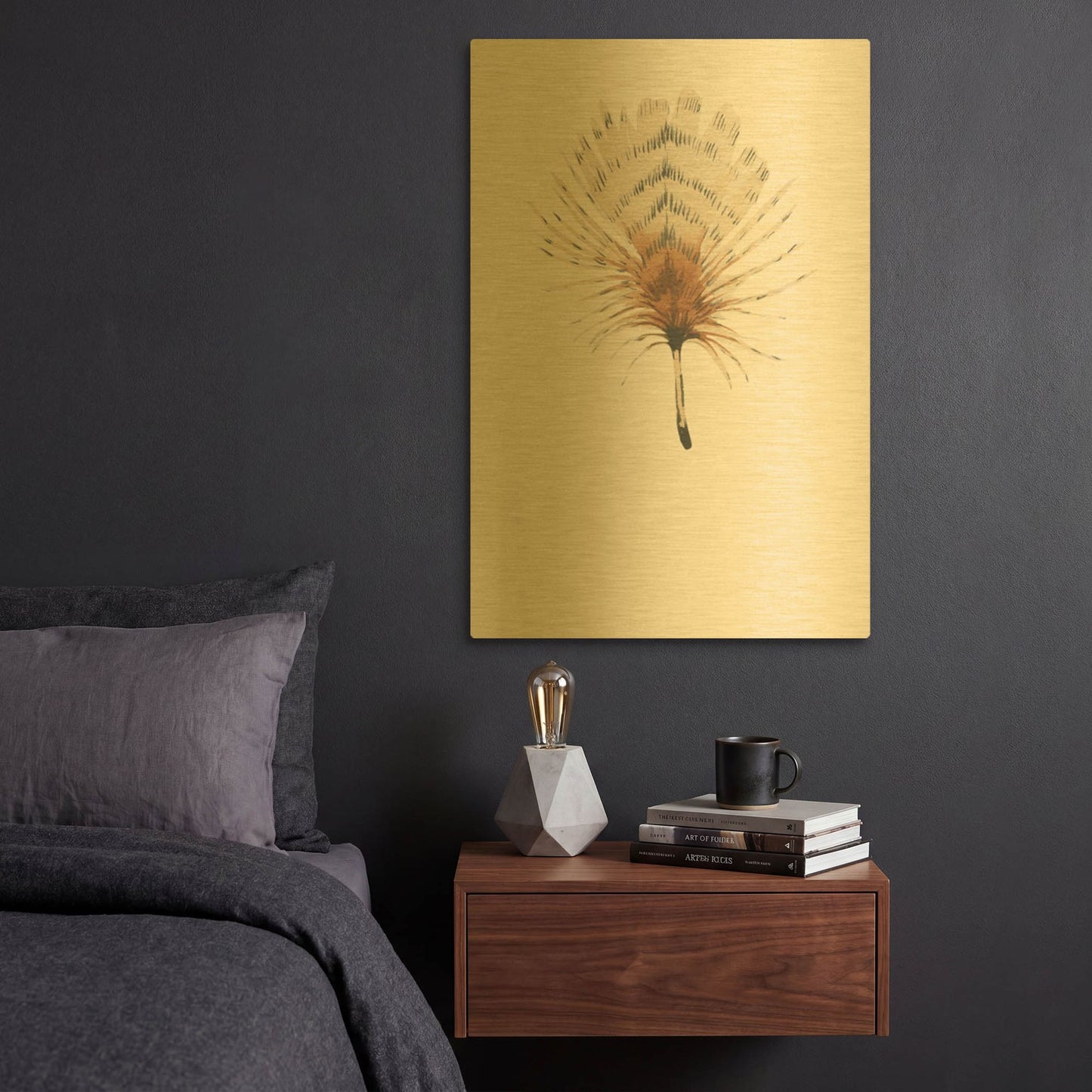 'Feather 6' By Incado Gold Metal Wall Art