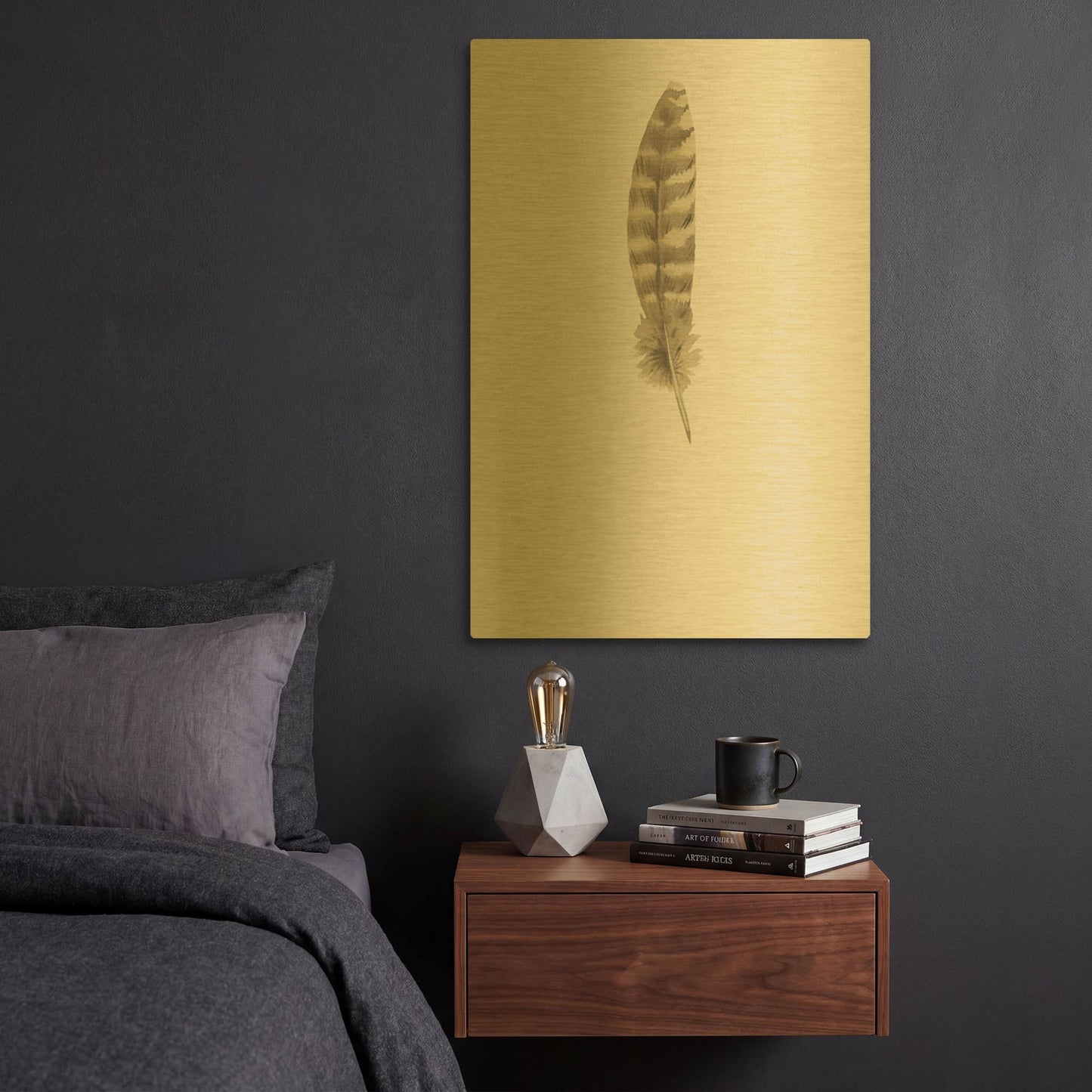 'Feather 7' By Incado Gold Metal Wall Art