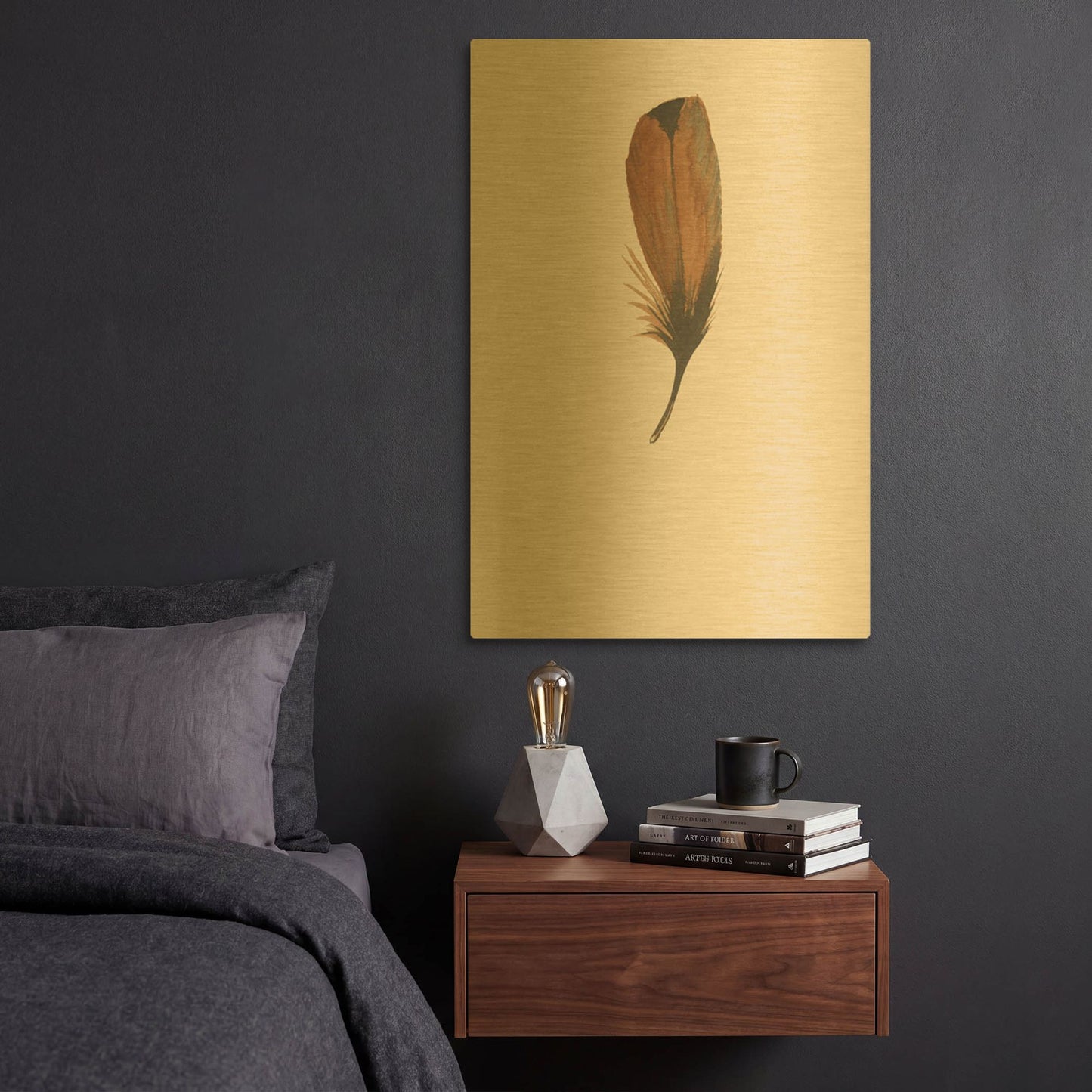 'Feather 8' By Incado Gold Metal Wall Art