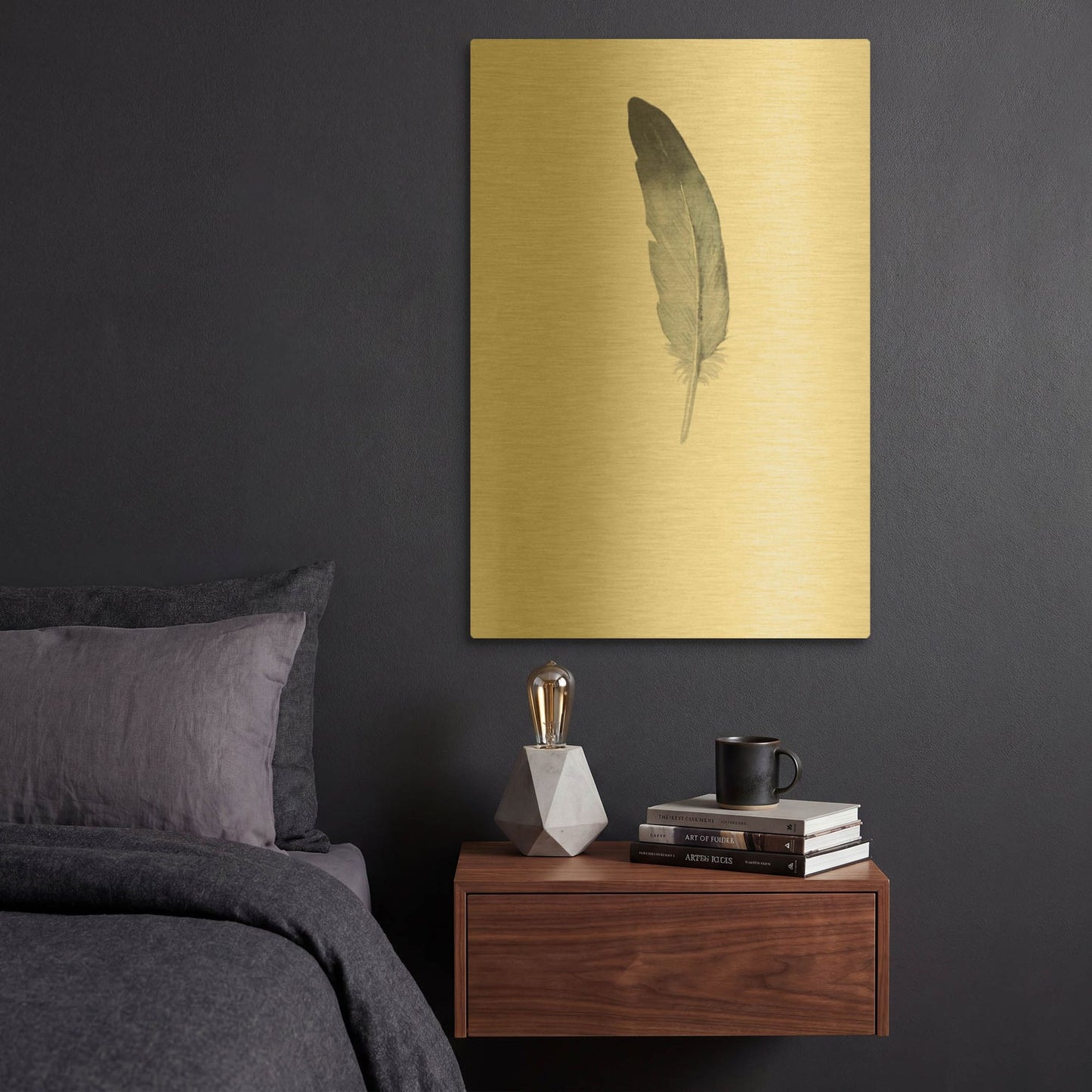 'Feather 9' By Incado Gold Metal Wall Art