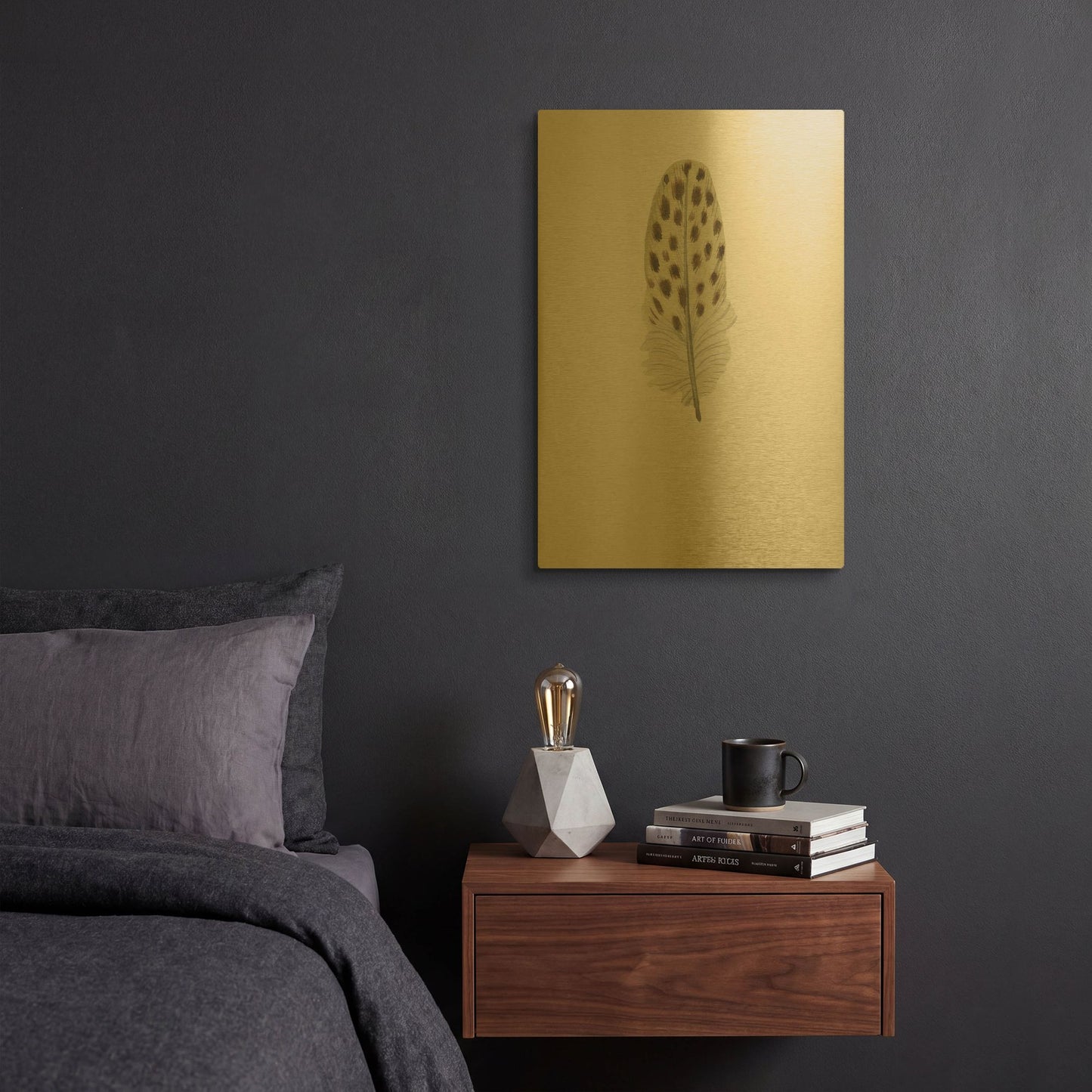 'Feather 10' By Incado Gold Metal Wall Art