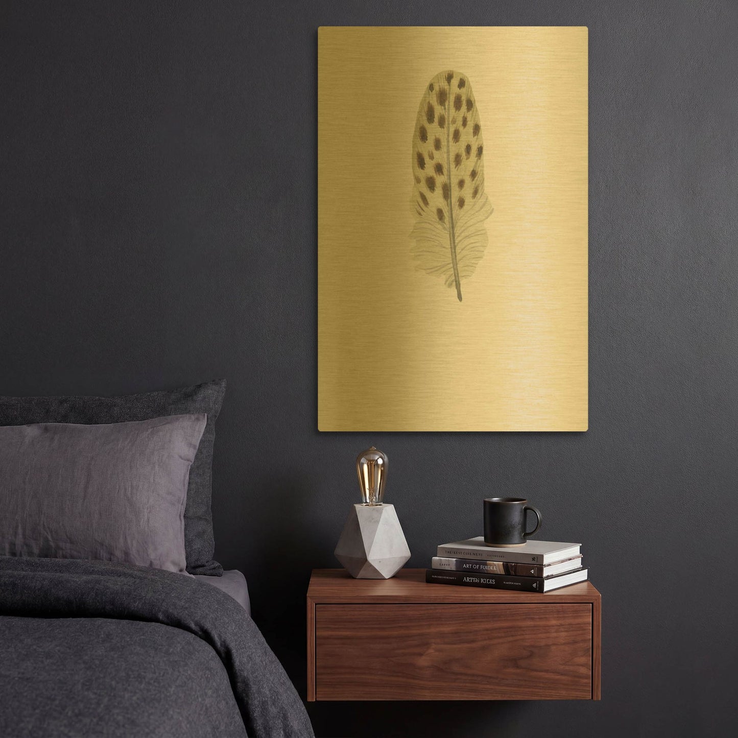 'Feather 10' By Incado Gold Metal Wall Art