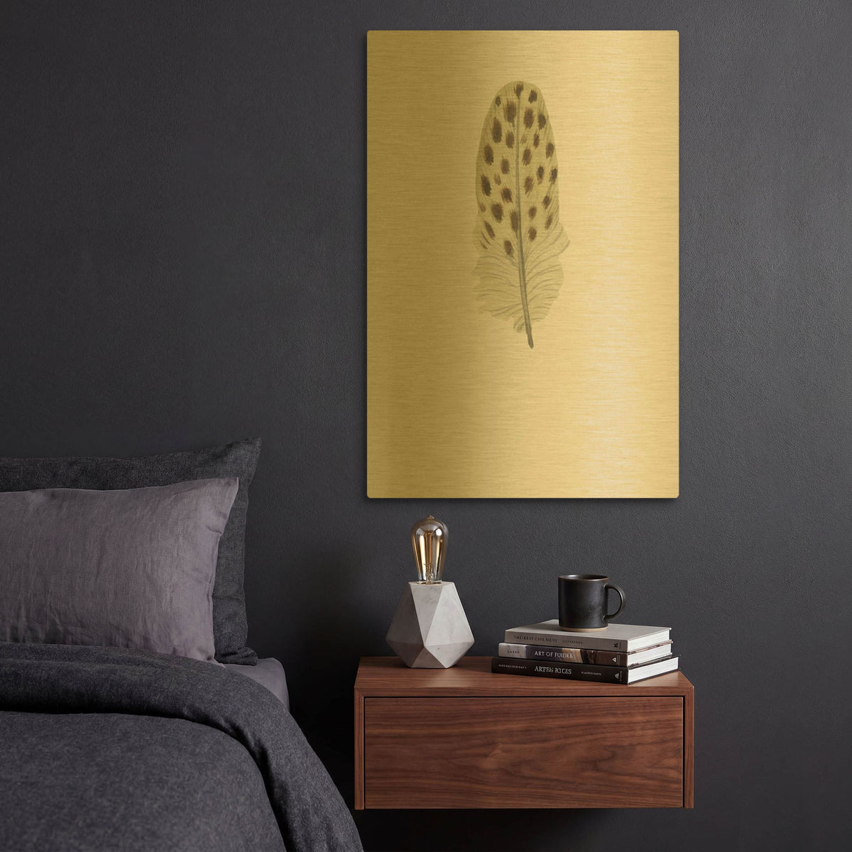 'Feather 10' By Incado Gold Metal Wall Art