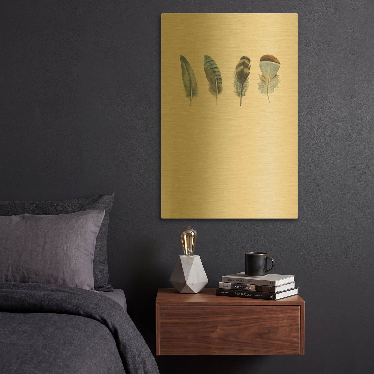 'Feather 11' By Incado Gold Metal Wall Art