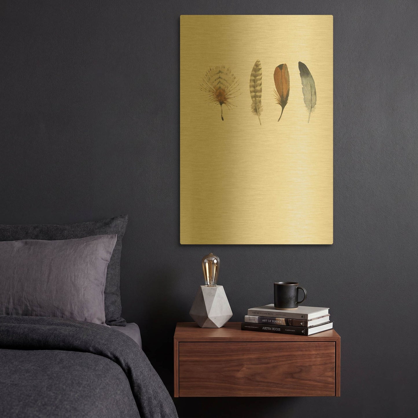 'Feather 12' By Incado Gold Metal Wall Art