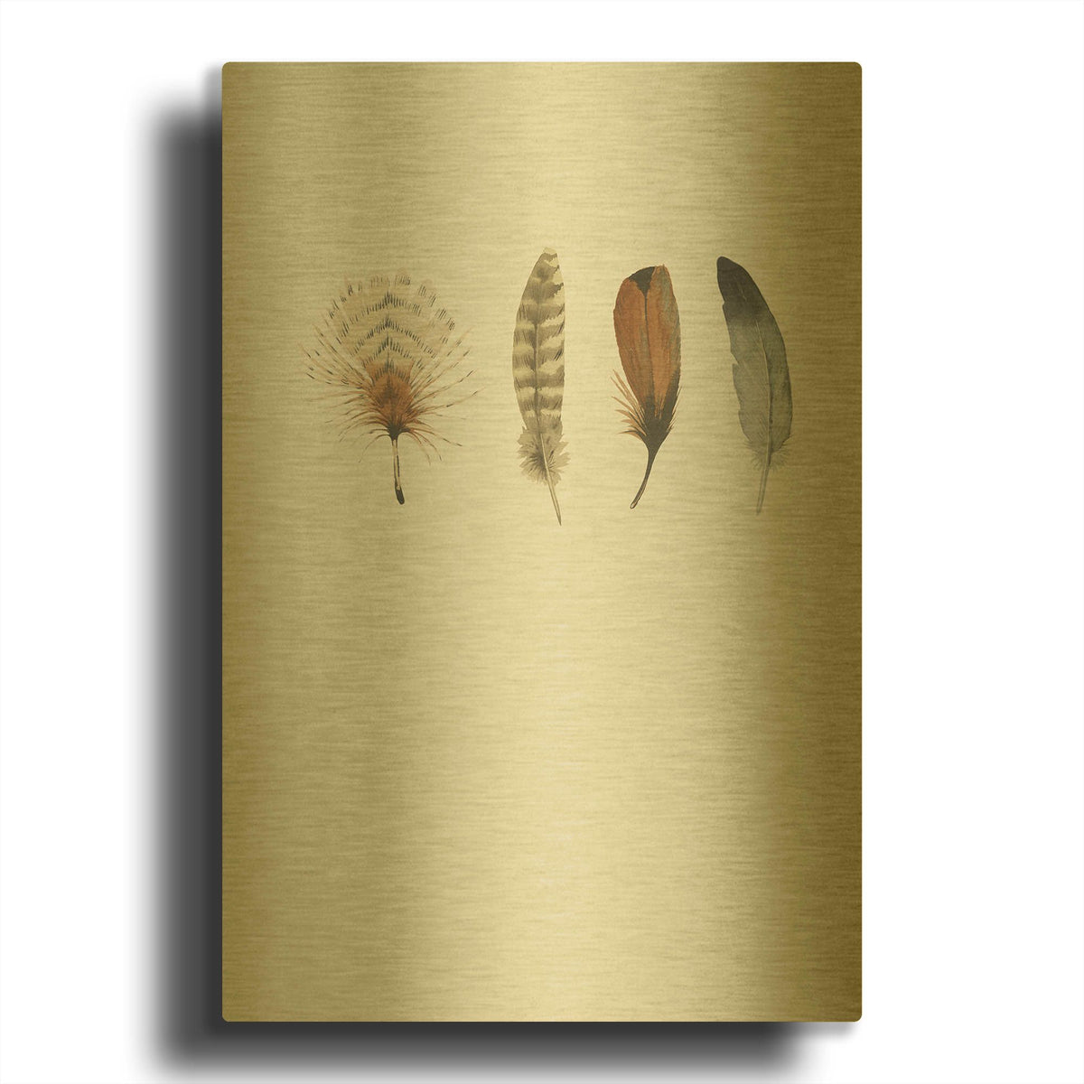 'Feather 12' By Incado Gold Metal Wall Art