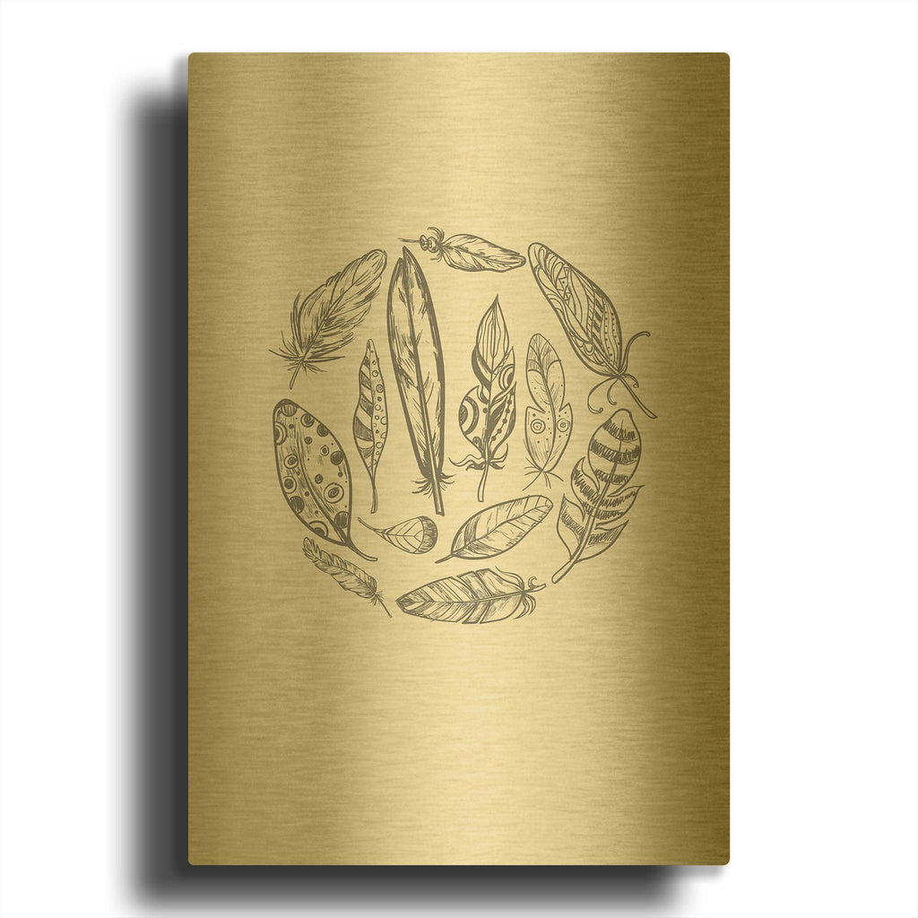 'Feather Circle' By Incado Gold Metal Wall Art