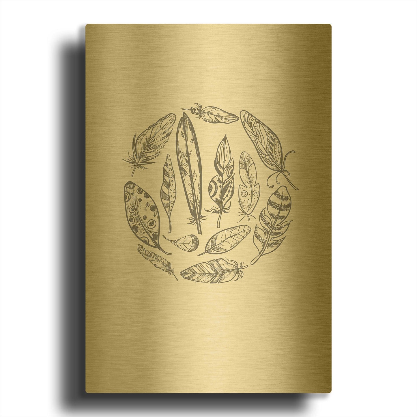 'Feather Circle' By Incado Gold Metal Wall Art