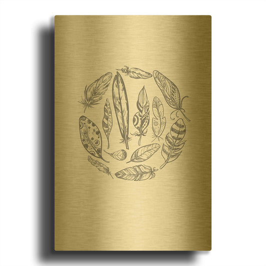 'Feather Circle' By Incado Gold Metal Wall Art