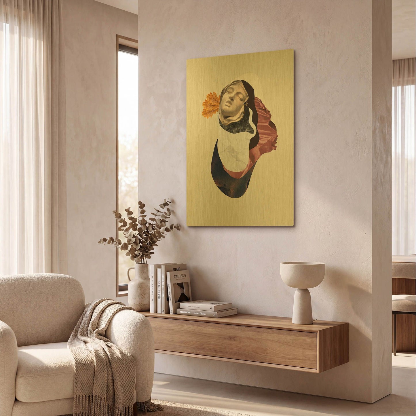 'Feather Light' By Incado Gold Metal Wall Art