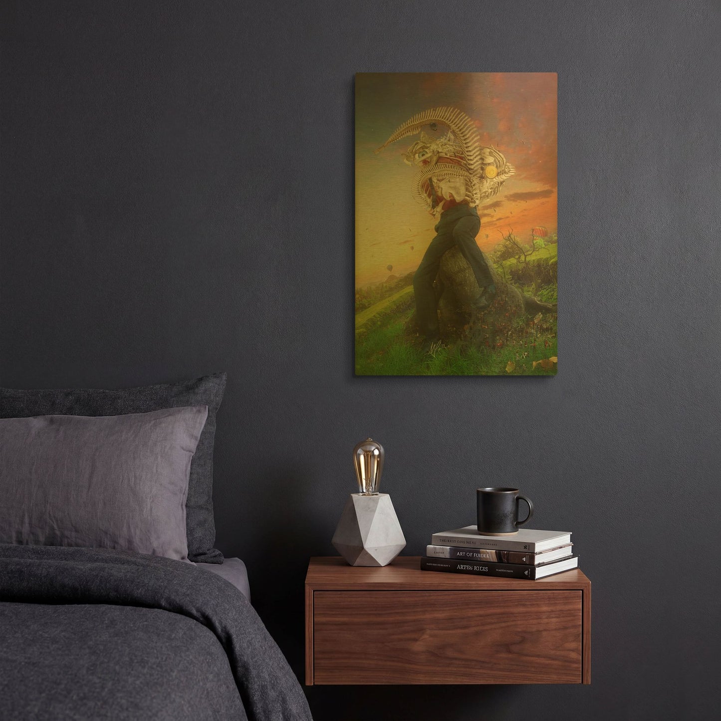 'Afraid Of Monsters Intimacy' By Mario Sanchez Nevado Gold Metal Wall Art