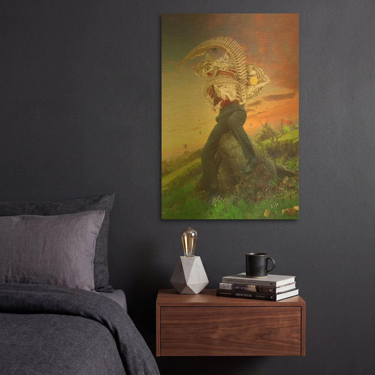 'Afraid Of Monsters Intimacy' By Mario Sanchez Nevado Gold Metal Wall Art