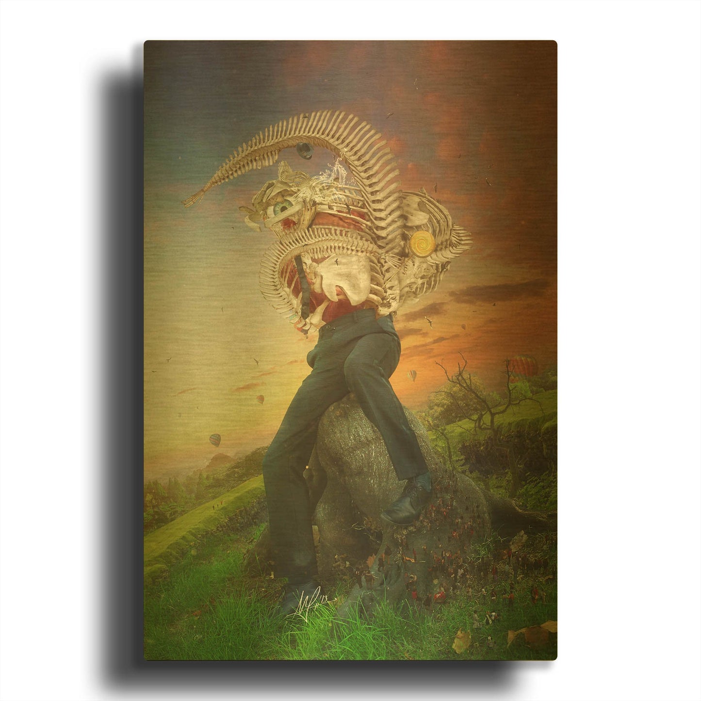 'Afraid Of Monsters Intimacy' By Mario Sanchez Nevado Gold Metal Wall Art