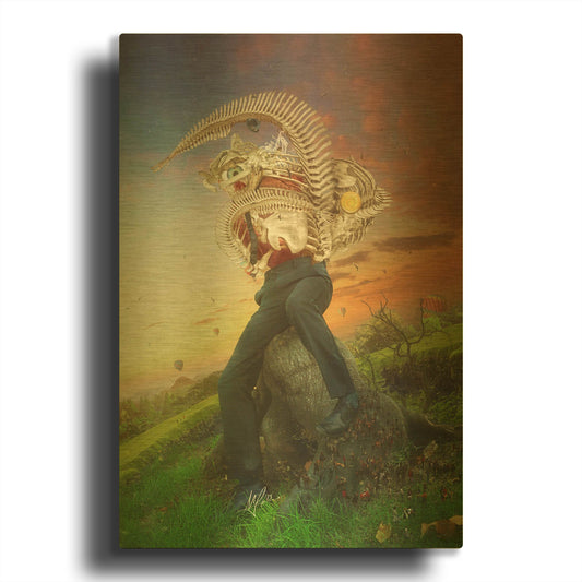 'Afraid Of Monsters Intimacy' By Mario Sanchez Nevado Gold Metal Wall Art