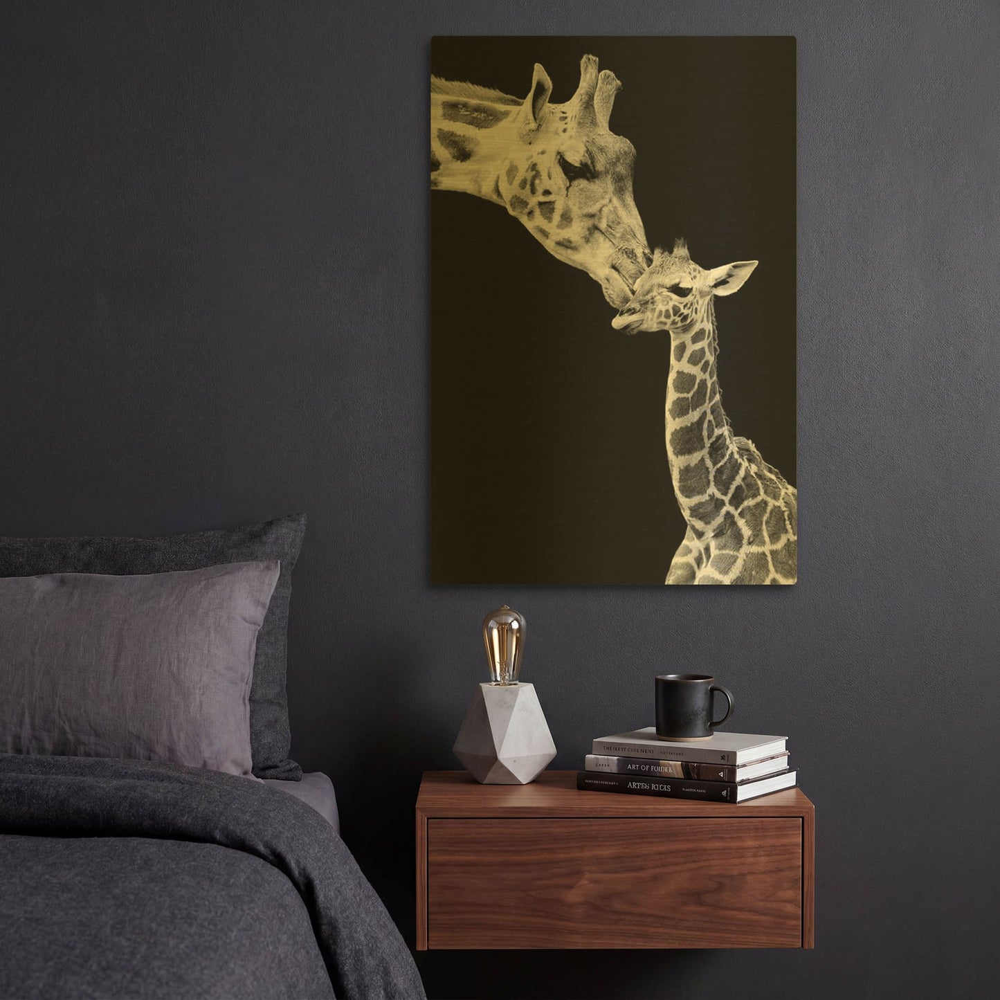 'First Love - Giraffe' By Incado Gold Metal Wall Art