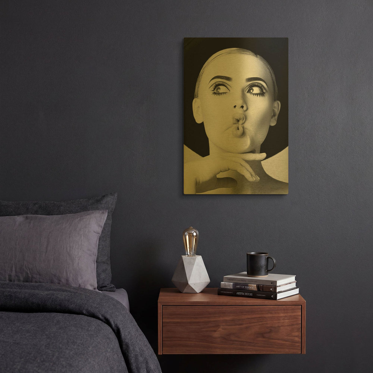 'Fish Face Glamour' By Incado Gold Metal Wall Art