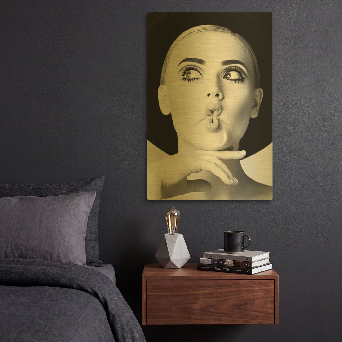 'Fish Face Glamour' By Incado Gold Metal Wall Art