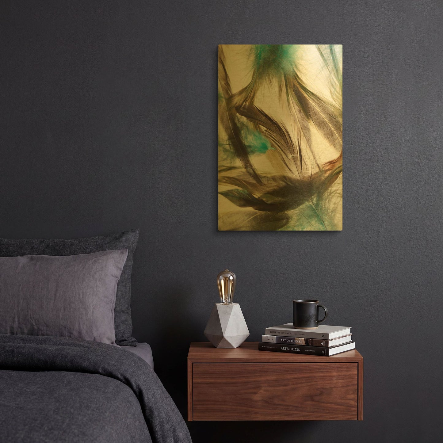 'Floating Feathers' By Incado Gold Metal Wall Art