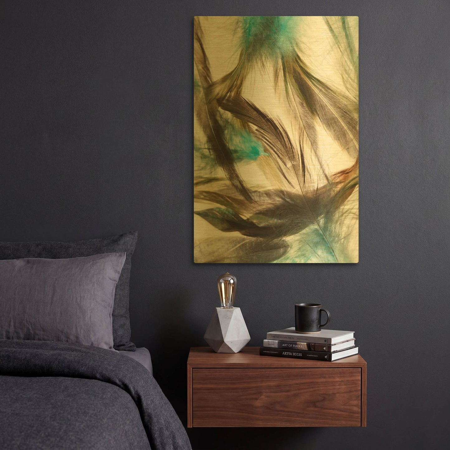 'Floating Feathers' By Incado Gold Metal Wall Art