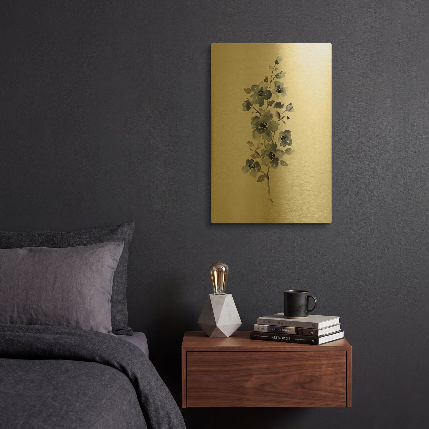 'Floral Blue' By Incado Gold Metal Wall Art