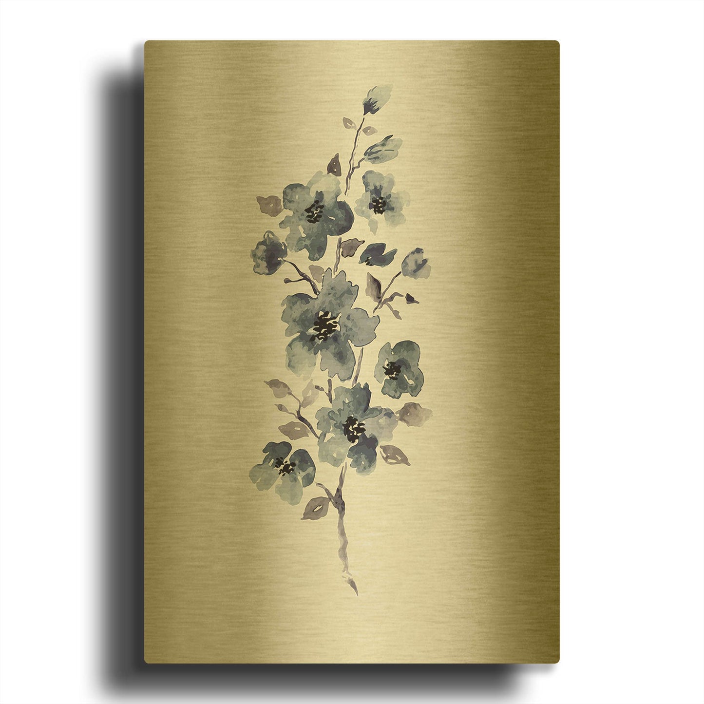 'Floral Blue' By Incado Gold Metal Wall Art