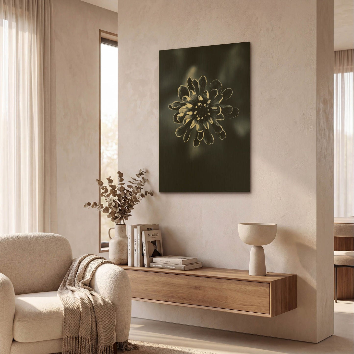 'Flower Bloom 2' By Incado Gold Metal Wall Art
