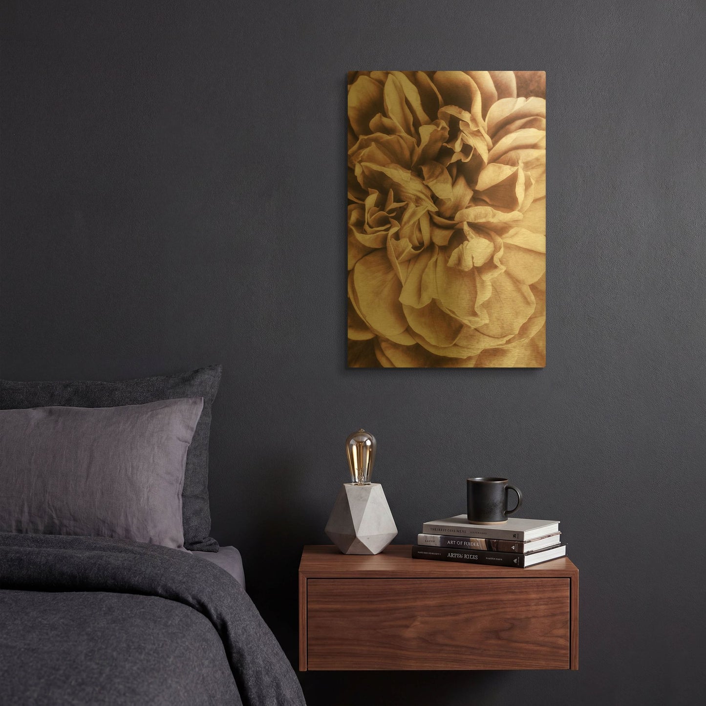 'Flower Bloom 3' By Incado Gold Metal Wall Art