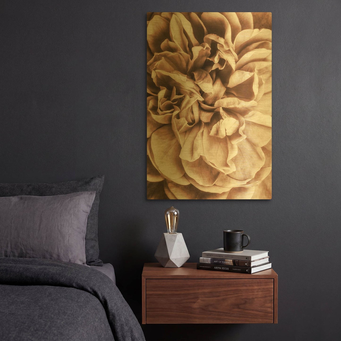 'Flower Bloom 3' By Incado Gold Metal Wall Art
