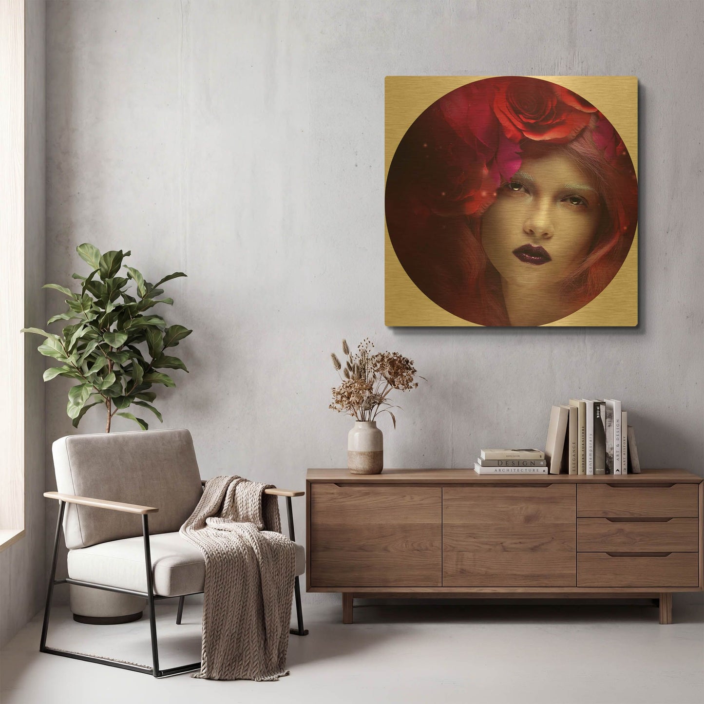 'Flower Girl' By Incado Gold Metal Wall Art