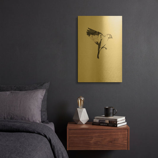 'Flying Bird I' By Incado Gold Metal Wall Art
