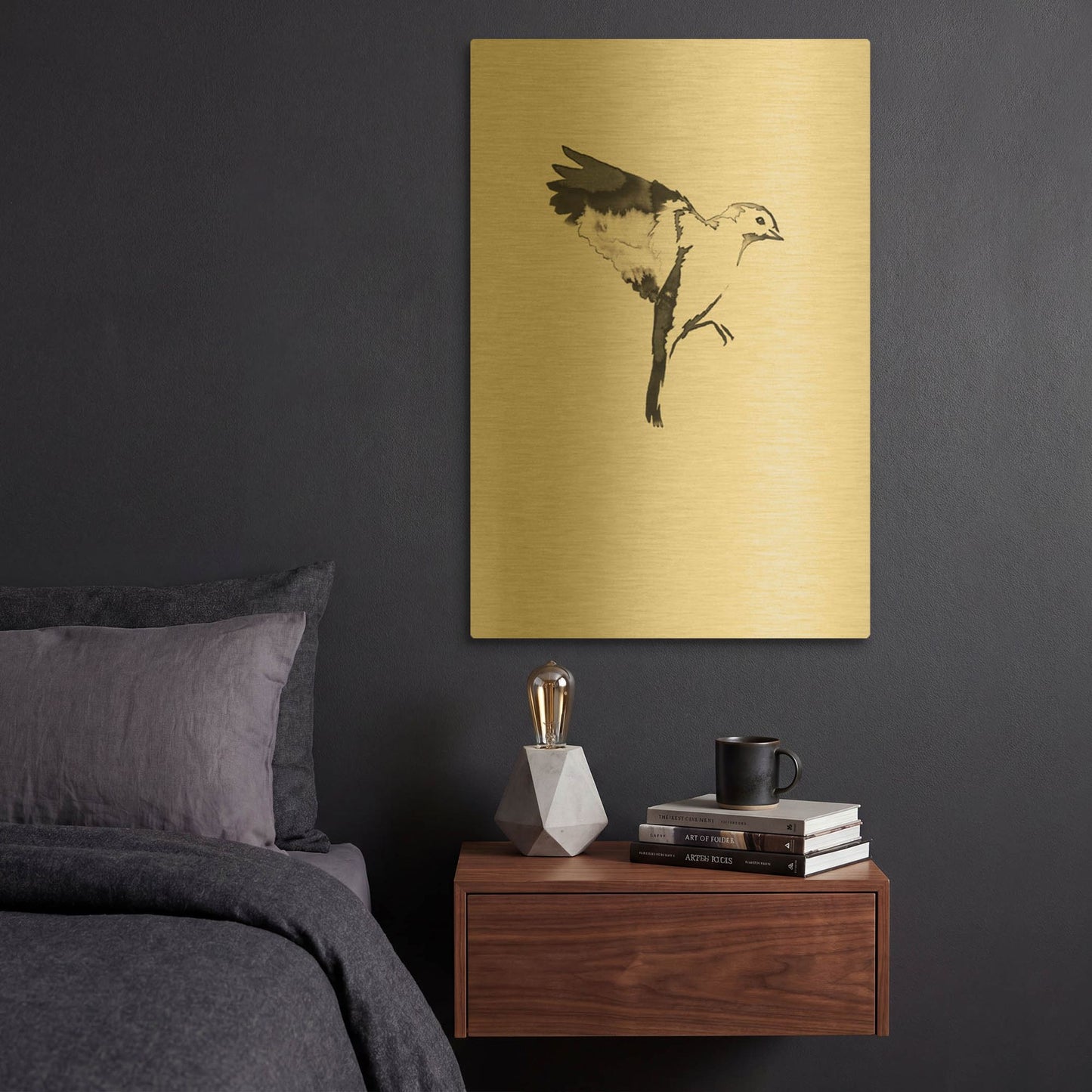'Flying Bird I' By Incado Gold Metal Wall Art