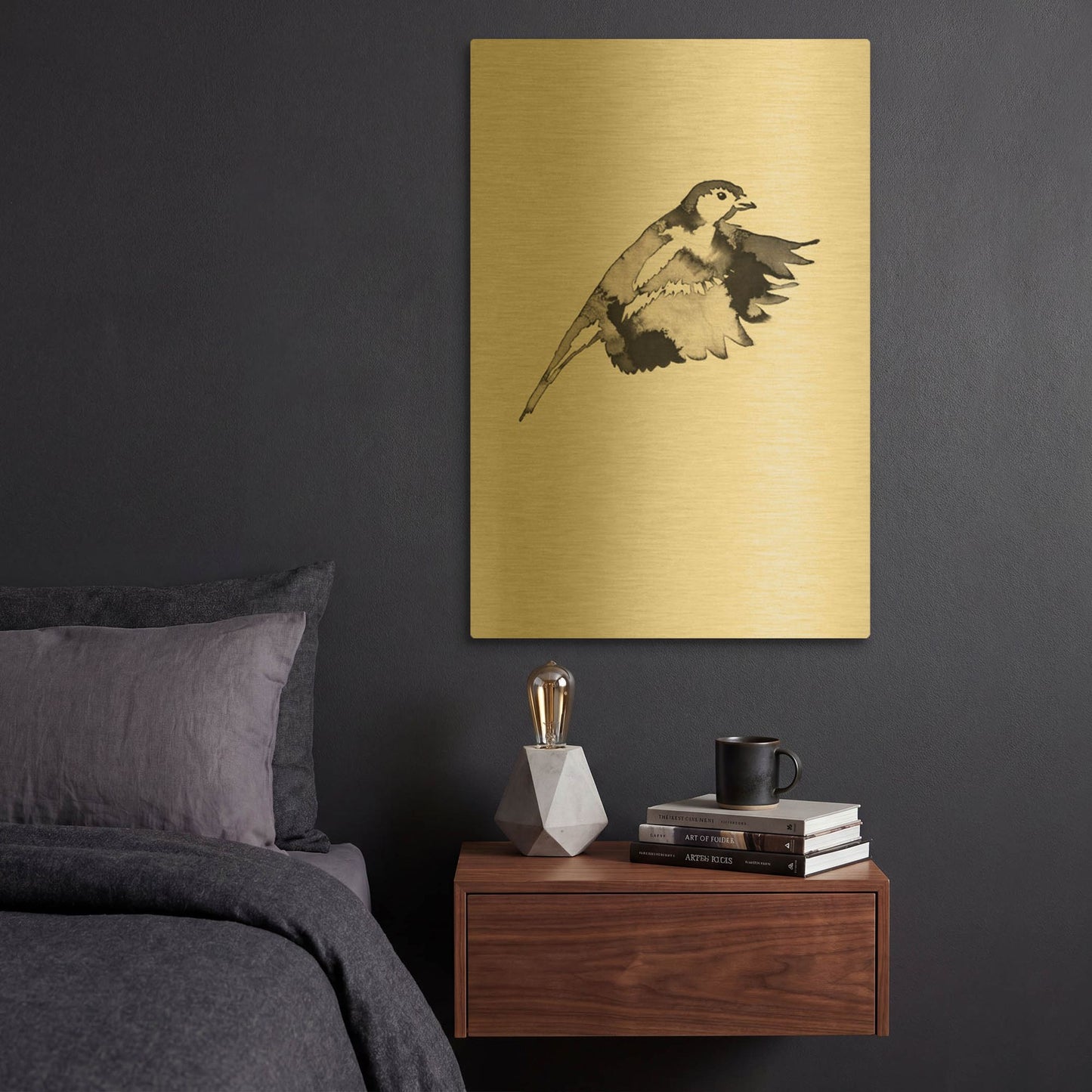 'Flying Bird II' By Incado Gold Metal Wall Art