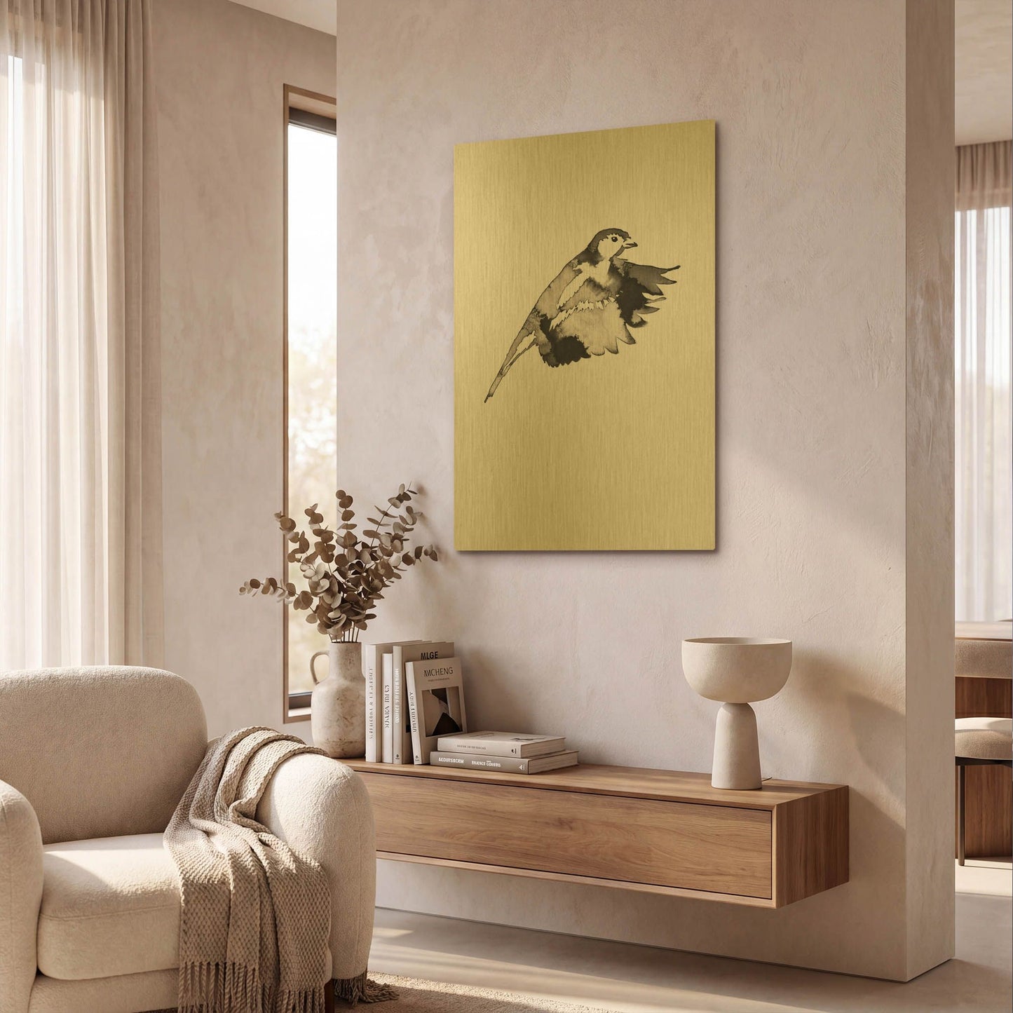 'Flying Bird II' By Incado Gold Metal Wall Art