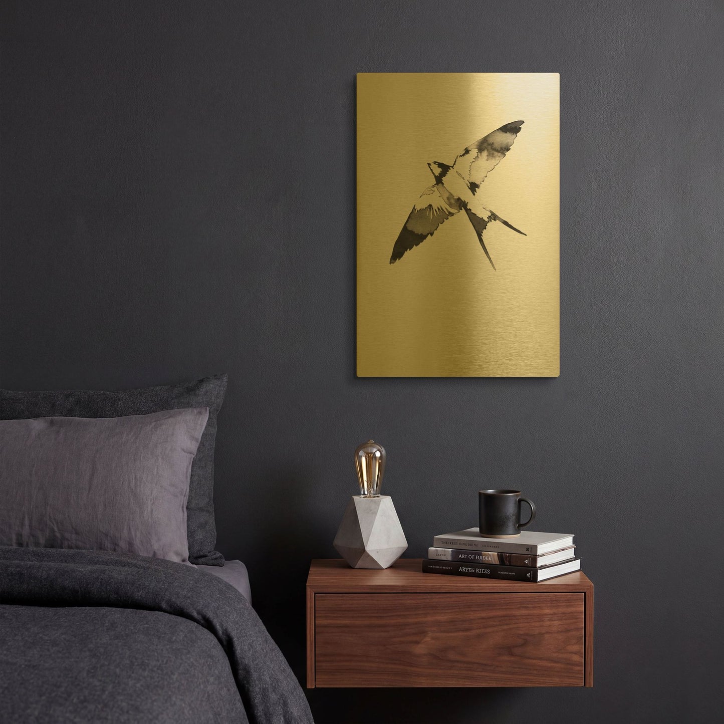 'Flying Bird III' By Incado Gold Metal Wall Art