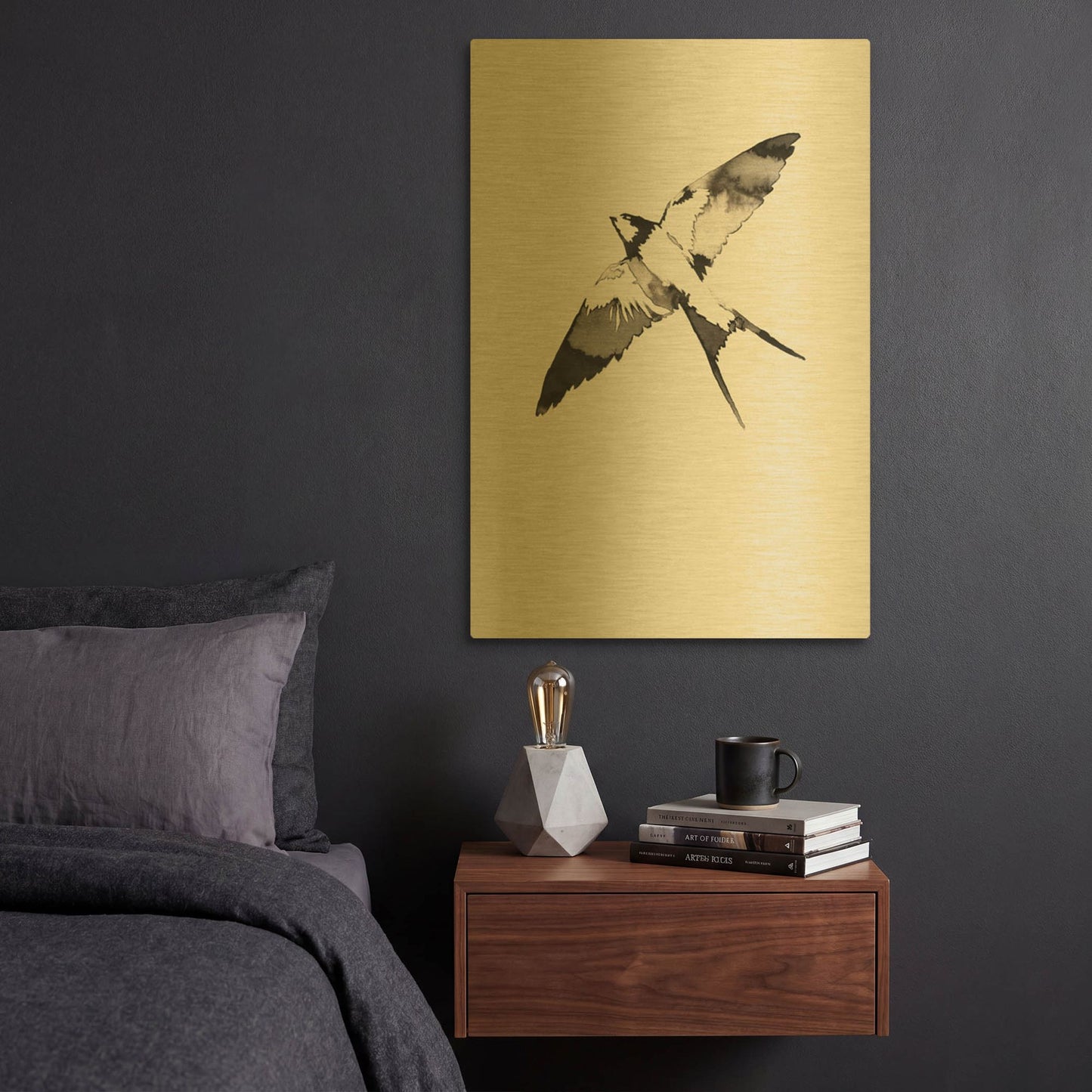 'Flying Bird III' By Incado Gold Metal Wall Art