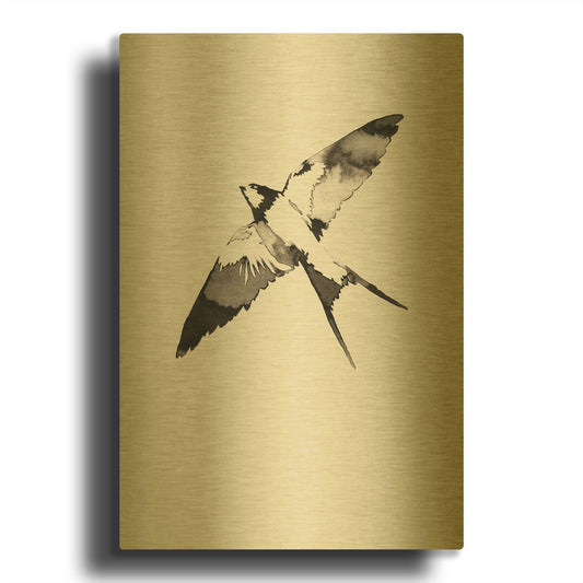 'Flying Bird III' By Incado Gold Metal Wall Art