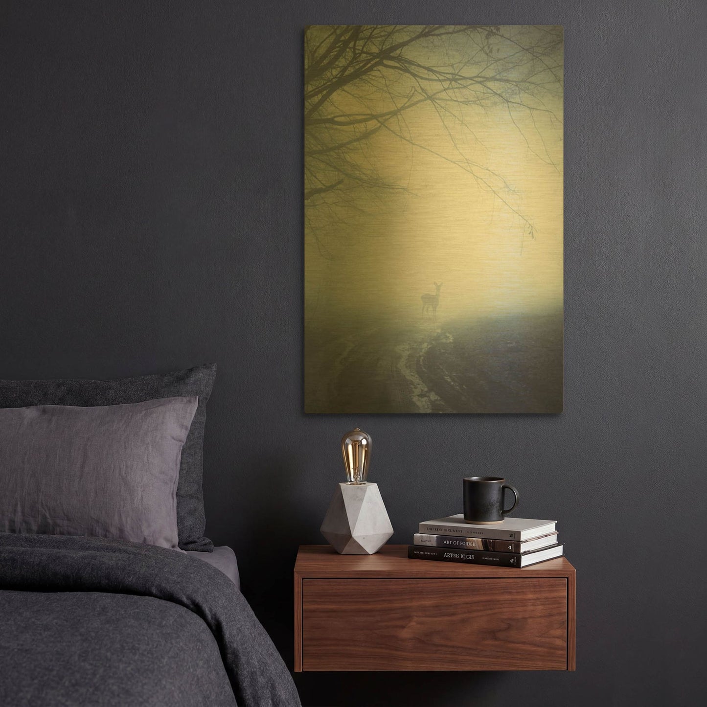 'Foggy Morning Hike' By Incado Gold Metal Wall Art