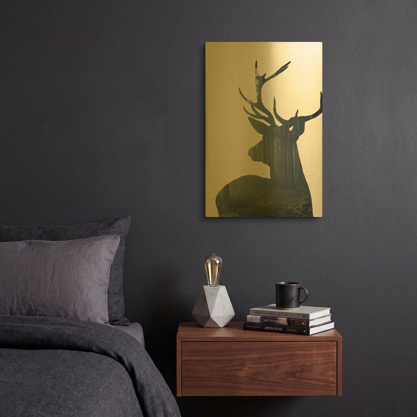 'Forest Deer Silhouette' By Incado Gold Metal Wall Art