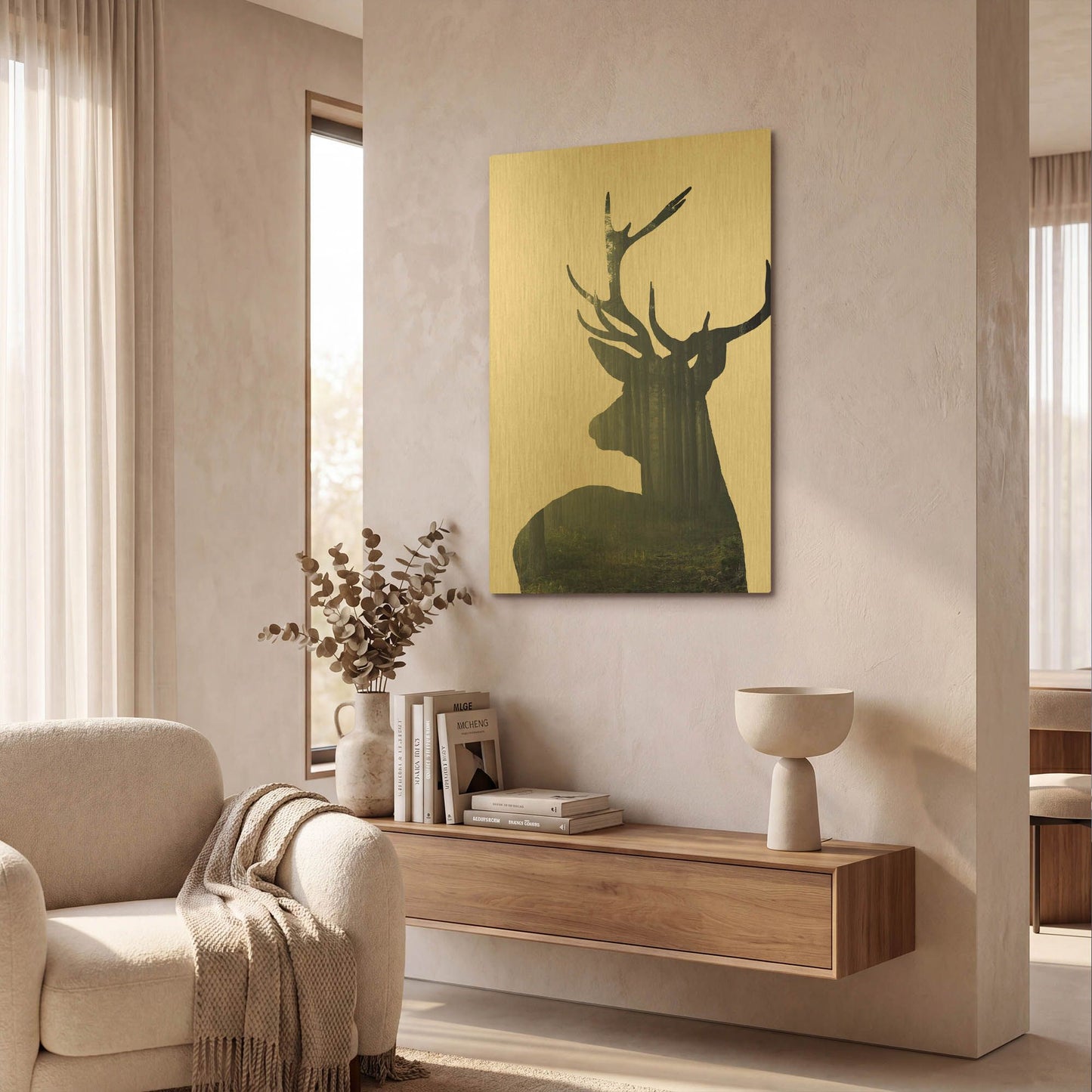 'Forest Deer Silhouette' By Incado Gold Metal Wall Art