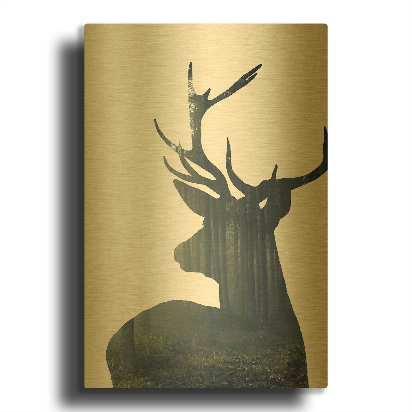 'Forest Deer Silhouette' By Incado Gold Metal Wall Art