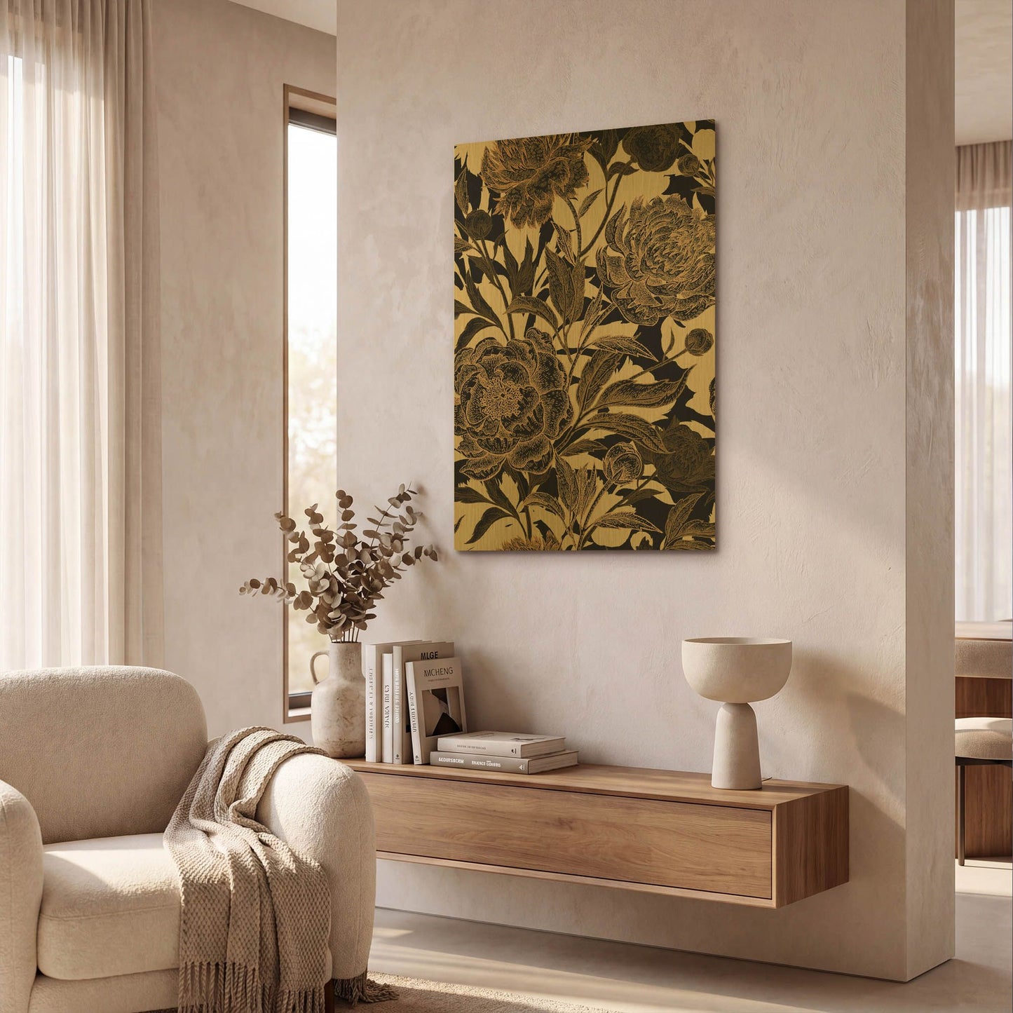 'Golden Rose II' By Incado Gold Metal Wall Art