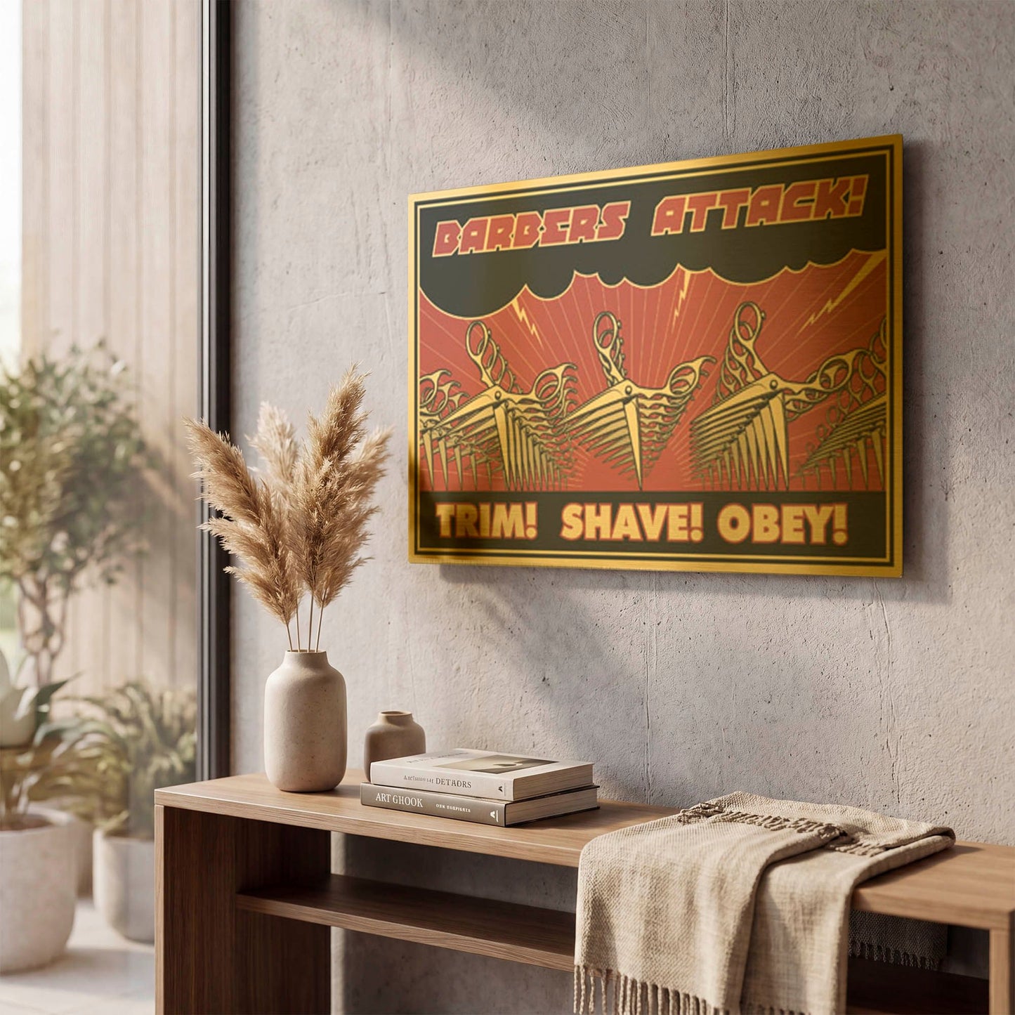 'Barbershop' By LUXE Gold Metal Wall Art